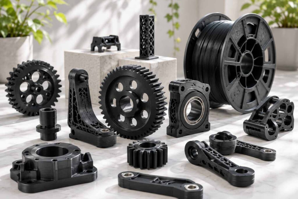 PA Nylon filament a 3D tlačené ozubené koleso z vysokopevnostného materiálu pre technické diely